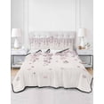 thumbnail image 2 of Quilts Twin Size Bedding Set, Spring Floral Lightweight Quilted Comforter, Pink Gray Cherry Blossom Flowers Beige Soft Reversible Bedspread Coverlet with Pillow Covers for All Season, 68" x 86", 2 of 7