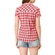thumbnail image 3 of Camisas de cuadros para mujer INSPIRE CHIC con cuello de punta y botones, talla XL, rojo y blanco, 3 of 7