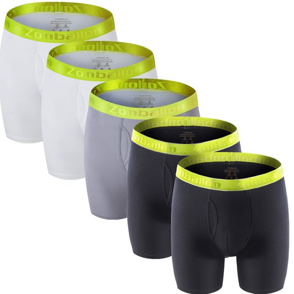 ZONBAILON Boxeurs pour Hommes 6 Pouces sous-Vêtements de Gym Basiques Longs Jambes Pack 44 46 TTG (Noir Gris Blanc)