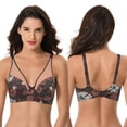 thumbnail image 3 of Curve Muse Plus Size Minimizer Underwire Bra with Floral and leopard Print-2pack-MINT,BROWN (Size:48DDD), 3 of 7