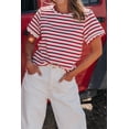 thumbnail image 5 of Casual Women's Red Stripe Scalloped Trim T-Shirt – Perfect for Daily Summer Wear, XL, 5 of 8
