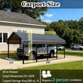 thumbnail image 2 of 10x20 FT Heavy Duty Galvanized Steel Carport – Vertical Roof, All-Weather Outdoor Garage Shelter for 1 Cars, RV, Boat, Tractor & Dual Vehicle Storage, 2 of 6
