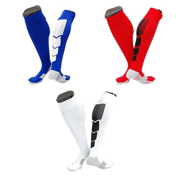 Lian LifeStyle Gorgeous Women's 2 3 Pair Long Athletic Football Soccer Socks Sport Tube Socks M XL0032-Blue, RED, White