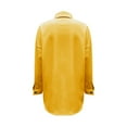 thumbnail image 6 of Hontri Clearance! Shirts for Women Ladies Summer Stand Collar Loose Button up Women Solid Color Shirts Casual Pocket Shirts Tops T Shirts for Women Yellow,L, 6 of 7
