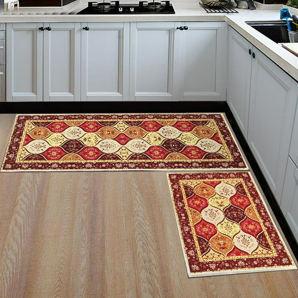 2 Pcs NonSlip Kitchen Floor Mat Floor Rugs Set Kitchen Floor Runner