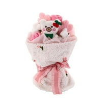 Souew White Bear, Cute Bunny Plush Bouquet Animals Stuffed Plushies Doll Bouquet Valentine'S Day Birthday Gift Wedding Decor,Artificial Flowers