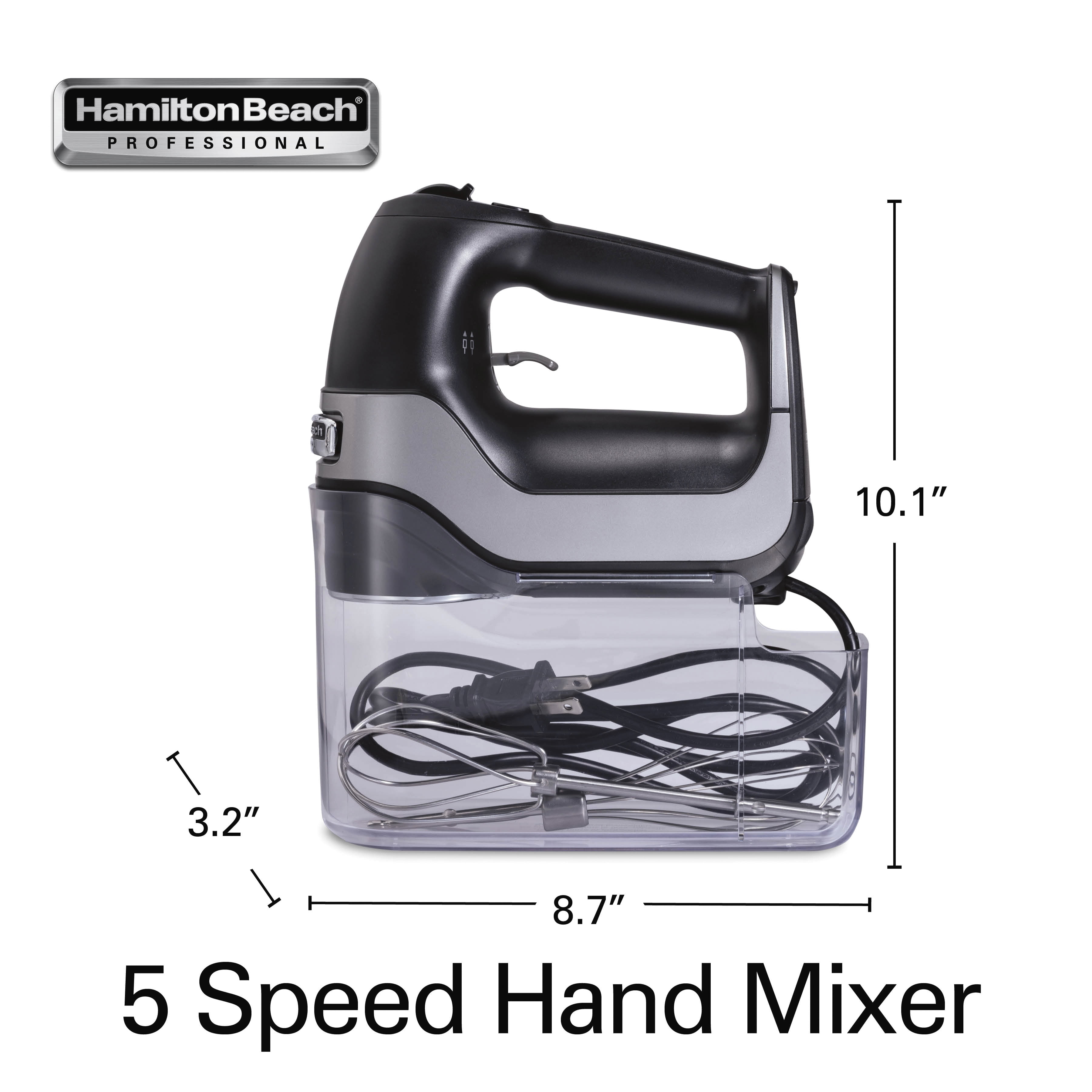 Hamilton Beach Professional 5-Speed Electric Hand Mixer with Snap-On  Storage Case, QuickBurst, Stainless Steel Twisted Wire Beaters and Whisk,  Mint