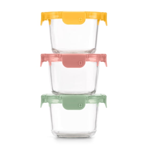 Ello Color Lock 2 Cup 6PC, 3 Pack Glass Meal Prep Sets Leak-Proof Glass Food Storage Containers wit