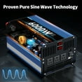 thumbnail image 3 of 6000 Watt Pure Sine Wave Power Inverter 12V DC to 110V 120V Converter for Family RV Off Grid Solar System Car with Type-C Ports 3 AC Power Outlets USB Ports LCD Display and Remote Control,blue, 3 of 4