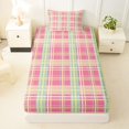 thumbnail image 4 of Castle Fairy Boho Pastel Plaid Twin Sheets 3pcs,Abstract Multi-Line Grid Bedding,Pink Mint Yellow,1 Flat Sheet, 1 Fitted Sheet and 1 Pillowcase, 4 of 7