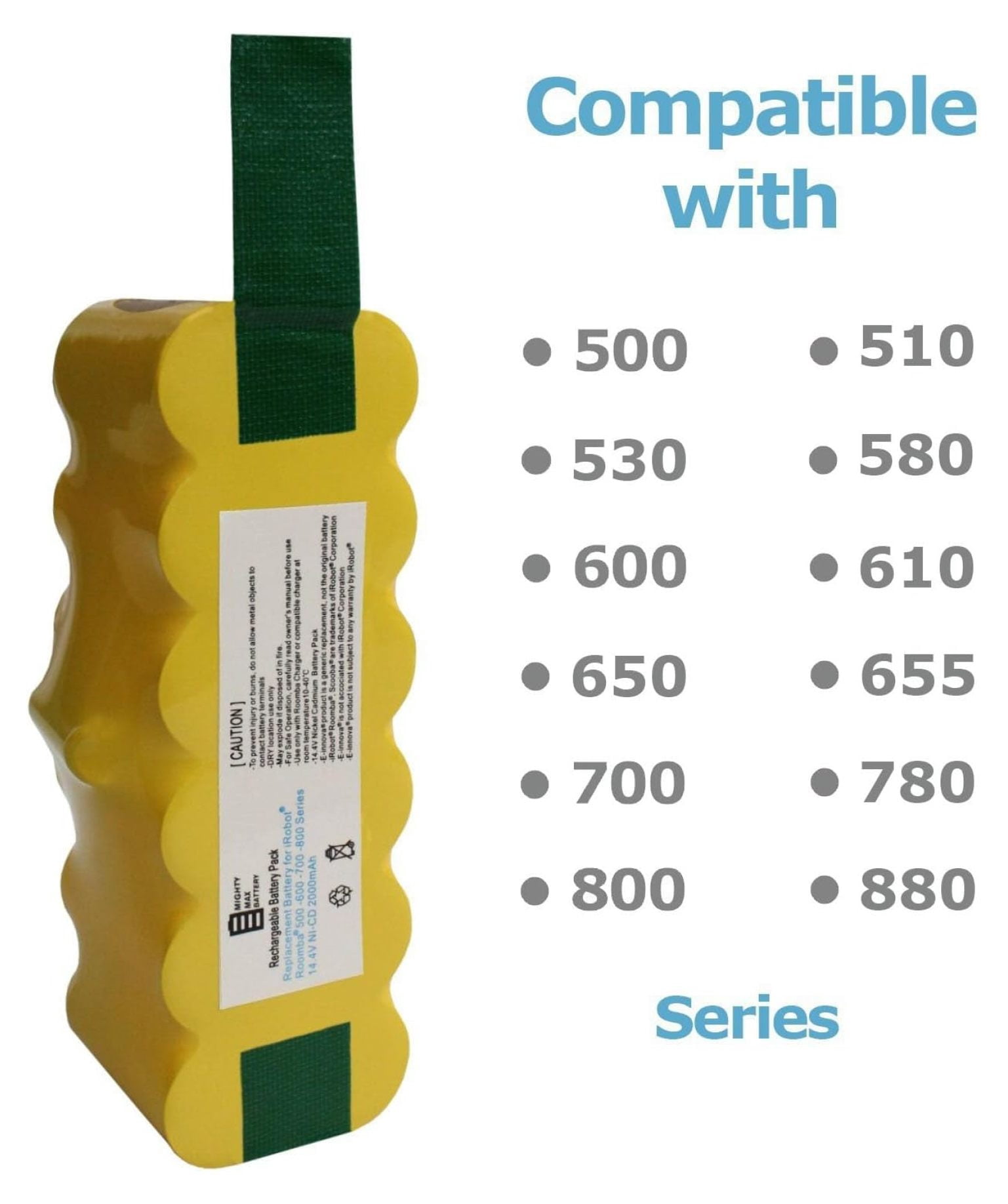 Roomba Battery Replacement 14.4V NiCD - Compatible with 500 600 700 Series & 563, 561, 551 - 2.0Ah NiCD Vacuum Cleaner Battery