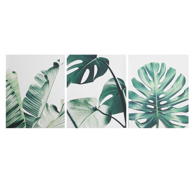 Green Leaves Pattern Wall Decor 3Pcs/Set Painting, For Bedroom Study Restaurant Home