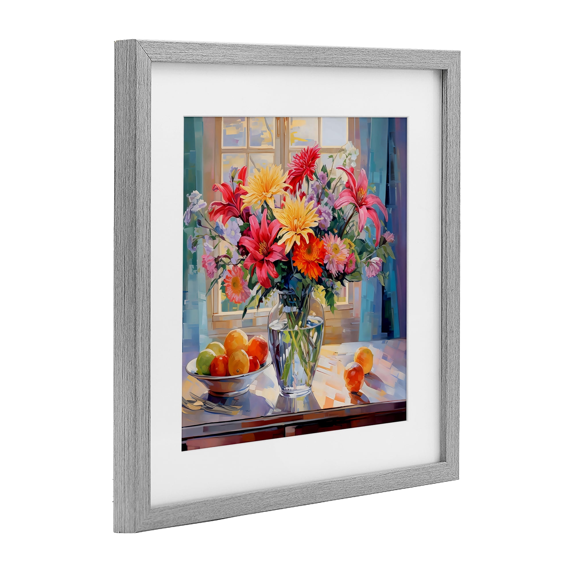 Stupell Industries Summer Flowers & Fruit Gray Framed Print Under Glass, design by Creative Studio