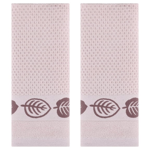 Unique Bargains Waffle Cotton Hand Towels Set of 2 for Bathroom Brown