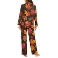 thumbnail image 4 of Garronmavis Maple Leaves Womens Pajamas Sets Loungewear Cozy Notch Collar Top and Pants Sleep Set Classic Button Down Pjs Soft Casual Lounge Sets, 4 of 7