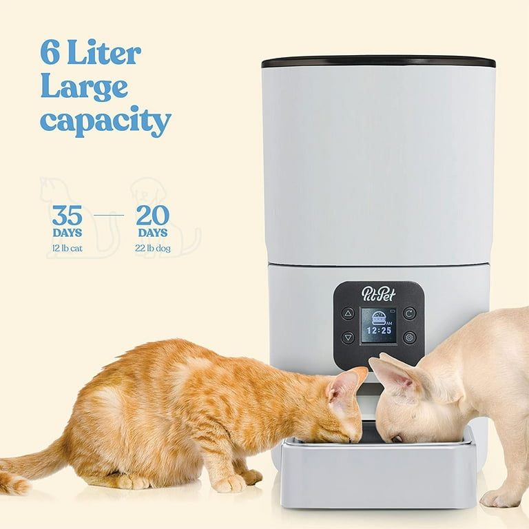 Smart Automatic Cat Feeders 6 L Reliable Cat Food Dispenser with Display LCD Screen for Easy Set Up Portion Control Automatic Dog Feeder with