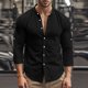 thumbnail image 1 of Blusa y camisa de manga larga con cuello alto para hombre, color liso, cuello alto, botones, cárdigan de manga larga, blusa de poliéster para hombre, 1 of 9