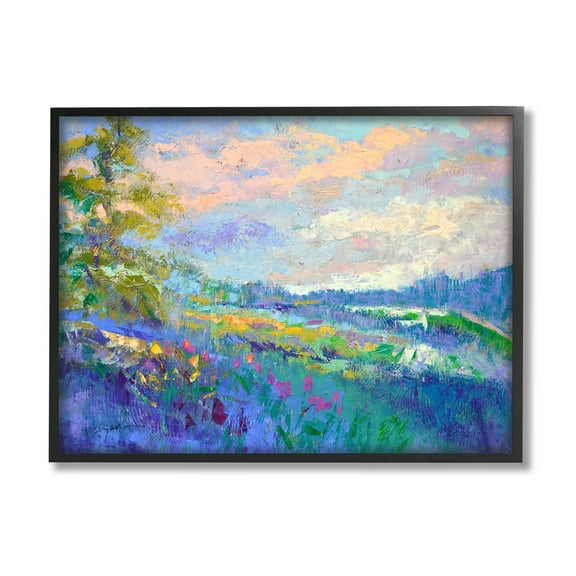 Stupell Industries Modern Hill Woodland Landscape Painting Black Framed Art Print Wall Art, Design by Dorothy Fagan