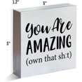 thumbnail image 3 of Zomyto 5x5 Inch Farmhouse You Are Amazing Wooden Box Sign Fitness Wood Block Tabletop Sign Home Gym, Uplifting Gift, 3 of 8