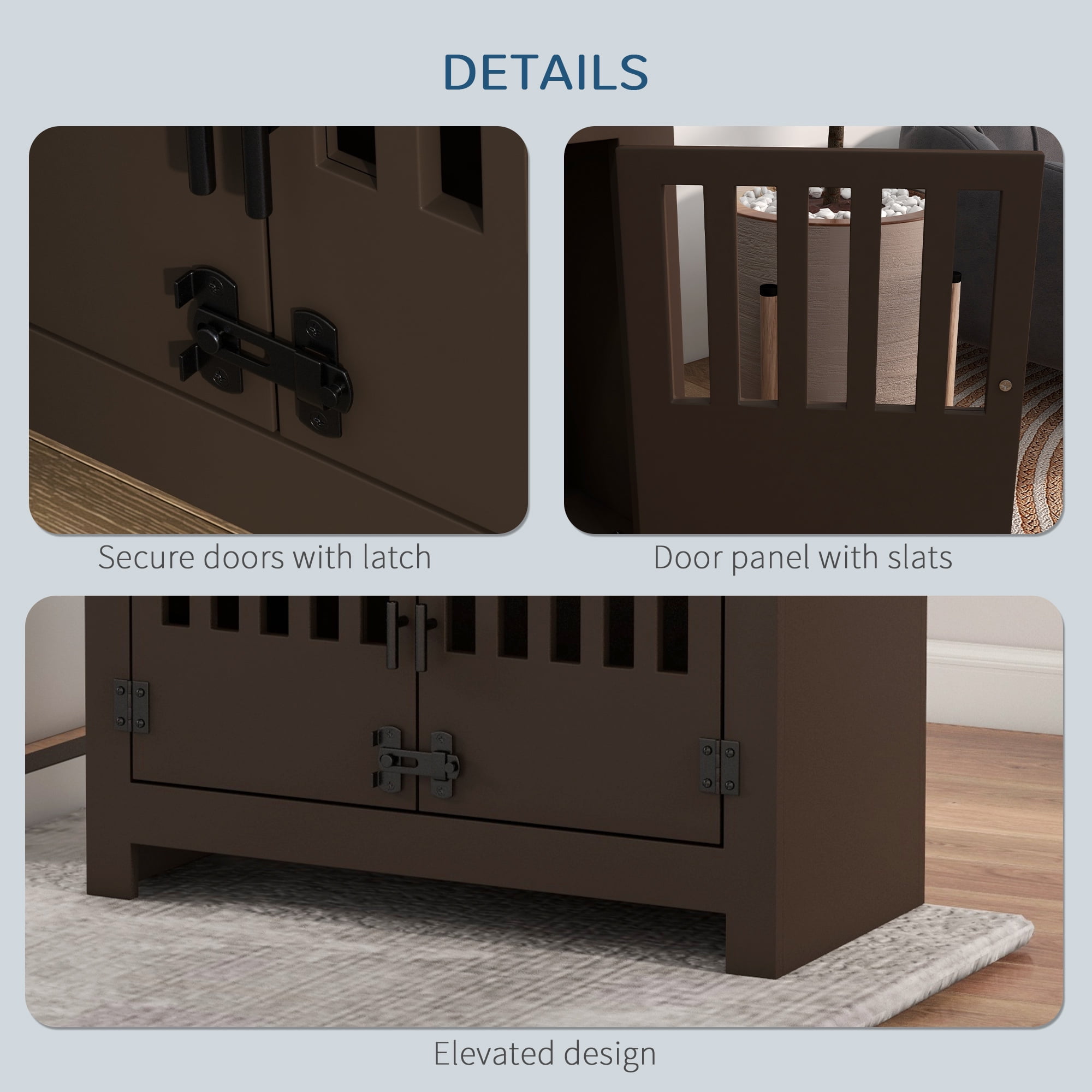 Large Elevated Dog Bowls with Storage Cabinet Containing Large 37L Capacity, Raised Dog Bowl Stand Pet Food Bowl Dog Feeding Station, Espresso