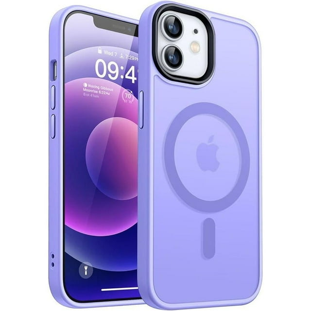 Entronix Étui Robuste pour iPhone 12, 12 Pro, Dos Mat Translucide, Étui Magnétique Solide, Violet
