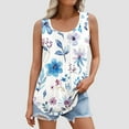 thumbnail image 2 of Jinhomg Floral Tank Tops for Women Lightweight Casual Sleeveless Ruched Shirts Loose Fit Comfy Crew Neck Spring Summer Tanks Vacation Beachwear Multicolor XXXXXL, 2 of 5