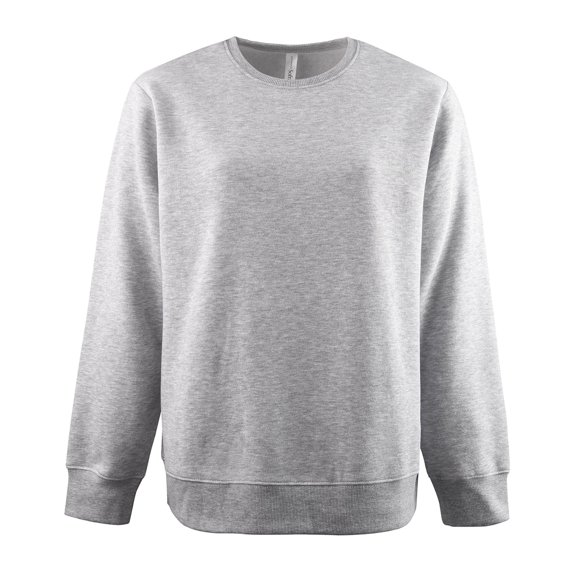 Sofra Women Fleece Crewneck Sweatshirt S, Heather Grey