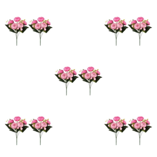 Youkk 2pcs Easy To Clean – Realistic Appearance – Artificial Flowers For Wedding rose red+ pink 5Set