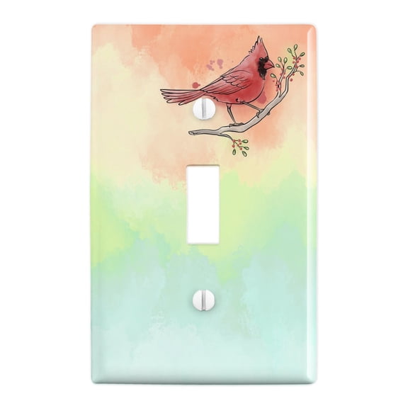 Northern Cardinal Watercolor Northeastern Bird Plastic Wall Decor Toggle Light Switch Plate Cover