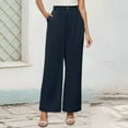 thumbnail image 2 of Bmisegm Women's Casual Wide Leg Trousers High Waist Comfortable Dress Pants Work Pants with Pockets for All Seasons Navy XXL, 2 of 7