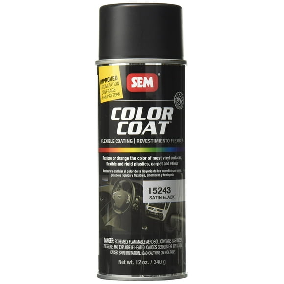 SEM Paints SEM15243 Satin Black Color Coat Aerosol 12 Ounce (Pack of 1)