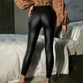 thumbnail image 6 of GJSYRH Women's Slim Fit Leather Trousers with Stretch for Everyday Casual Comfort and Style Featuring a Classic Buttoned Front Design, 6 of 8