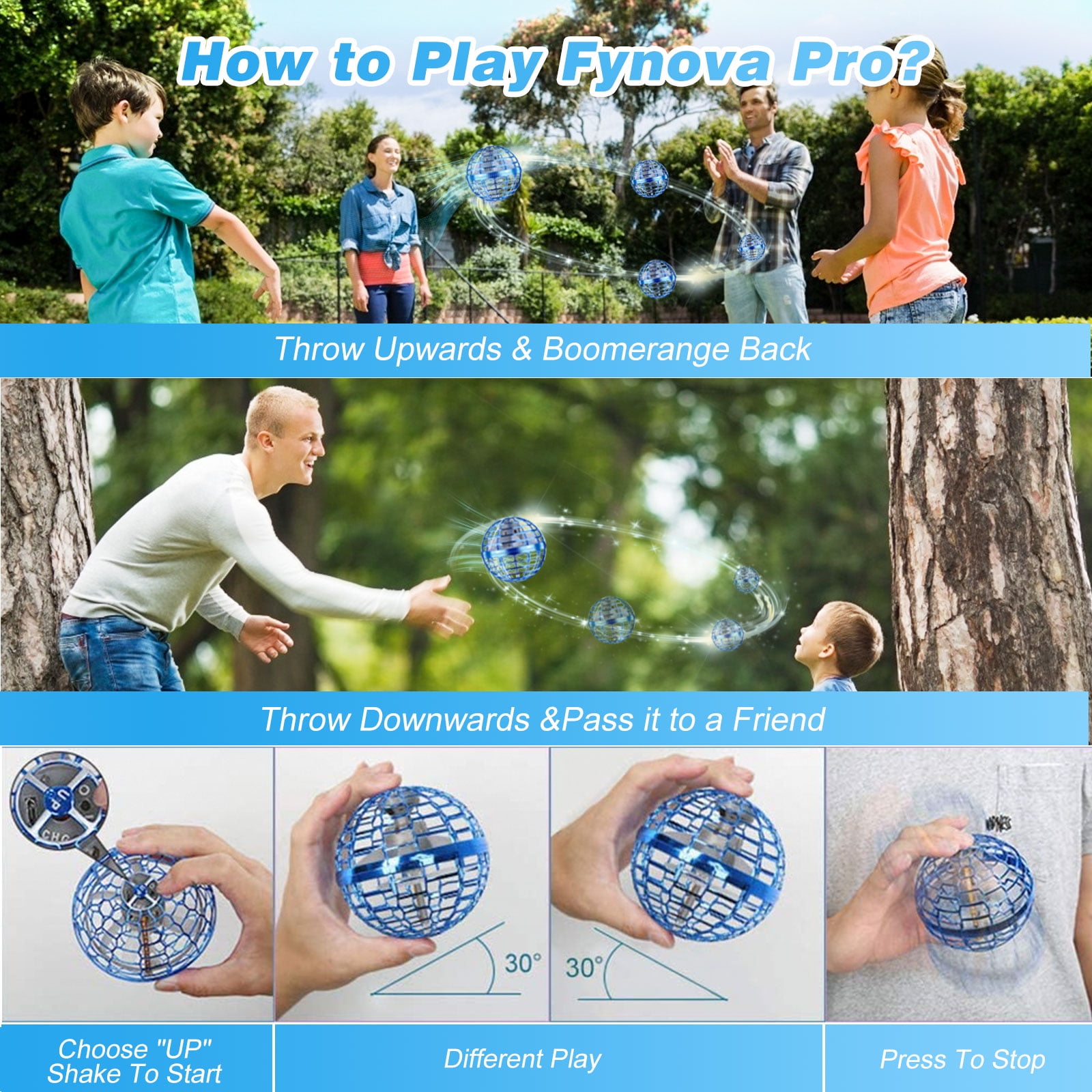 Flying Ball Toys Flying Orb Ball Toy, Hover Ball Fly Fidget Spinner, Magic Hover Spinner with Dazzling Lights, Cool Toys Gifts for 6 7 8 9 10+ Year Old Boys Girls Teens Outdoor Toys