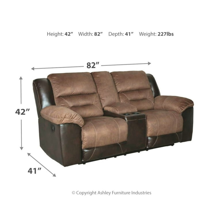 Ashley Signature Design Double Recliner Loveseat with Console in Chestnut Leather Living Room Reclinable Walmart