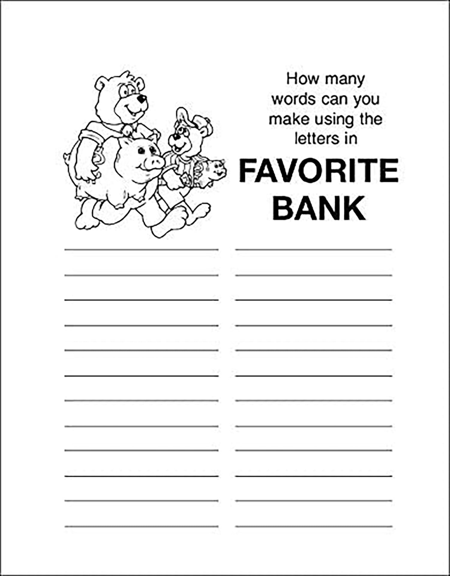 25 Pack - My Favorite Bank Kid's Educational Coloring & Activity Books