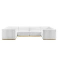 thumbnail image 2 of Modway Conjure Channel Tufted Performance Velvet 6-Piece U-Shaped Sectional in Gold White, 2 of 10