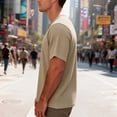 thumbnail image 5 of Short Sleeve Tops for Men Waffle Knit Henley Neck T-shirts Casual Loose Fit Summer Soft Basic Tee Shirts, 5 of 6