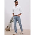 thumbnail image 2 of DARING DIVA Men's Stand Collar Long Sleeves Button Down Linen Shirts M White, 2 of 7