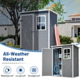 thumbnail image 5 of Seizeen 5x3FT Outdoor Storage Shed with Floor, Plastic Garden Tool Shed w/Lockable Door & Window, Waterproof Wood Grain Patio Storage Versatile Design, 5 of 9
