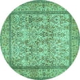 thumbnail image 1 of Ahgly Company Indoor Round Persian Turquoise Blue Traditional Area Rugs, 3' Round, 1 of 4