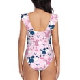 thumbnail image 6 of Yiaed Cartoon Poodle Dog Print Women's Ruffled One Piece Swimsuit V Neck Swimwear Slimming Monokini for Woman-X-Large, 6 of 8