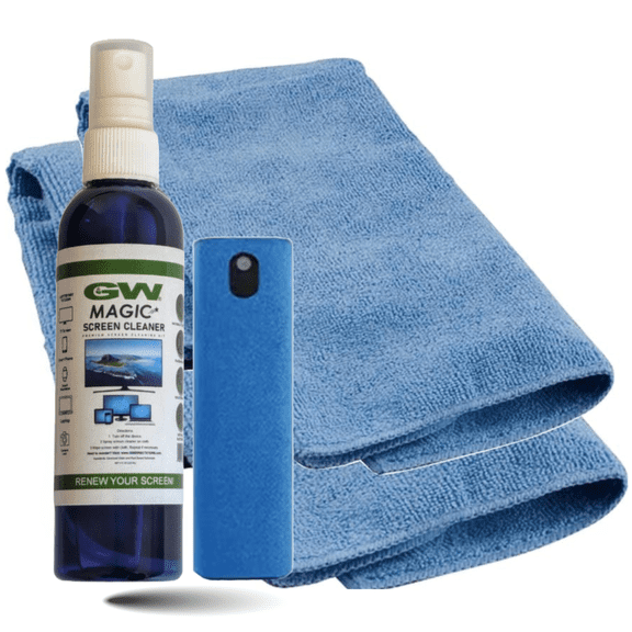 GW MAX Screen Cleaner Kit with 2-in-1 Touchscreen Cleaner - Laptop Screen Cleaner, Car Screen Cleaner, LED, LCD, OLED, Smart TV Monitor, MacBook, iPad and Electronic Devices, 4 oz Spray Bottle