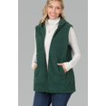 thumbnail image 2 of PacificPlex Womens Solid Soft and Cozy Sherpa Zip Front Hoodie Vest Faux Shearling with Pockets (2X, Hunter-Green), 2X, Hunter-Green, 2 of 4