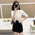 thumbnail image 2 of Women Hollow Out Sleeveless Vest Crochet Floral V-Neck Short Waistcoat Cardigan, 2 of 20