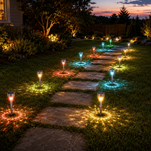 RNKR Solar Lights Outdoor Waterproof, Solar Outdoor Decor Pathway Lights for Patio Driveway Walkway Yard Backyard Lawn Landscape Lighting (12 pack)