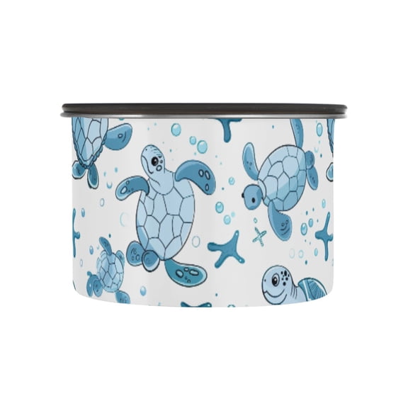 Sea Turtle Cartoon Airtight Coffee Bean Canister 17oz Food Storage Containers with Lids For Gournd, Tea, Sugar, Flour, Rice, Cereal, Candy Cookie Jar