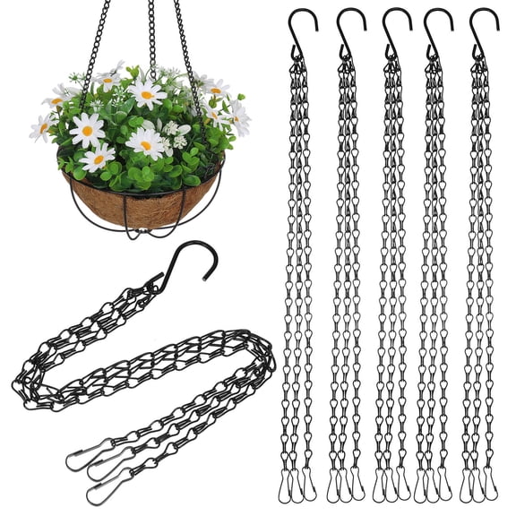 PTOOTP 6-Pack Black Heavy Duty Metal Hanging Basket Chains for Plants, Garden Hangers for Outdoor Use