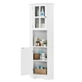 thumbnail image 5 of Miekor Furniture Tall Bathroom Storage Cabinet, Corner Cabinet with Glass Door, Open Storage, Adjustable Shelf, White 64AAK, 5 of 9