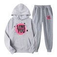 thumbnail image 3 of Feancey Prime Sales Today Women's Plus Size Hooded Sweatsuits Valentines Day Heart Printed Hoodies and Jogger Pants Two Piece Soft Cute Tracksuits Outfits with Pockets Gray XL, 3 of 7