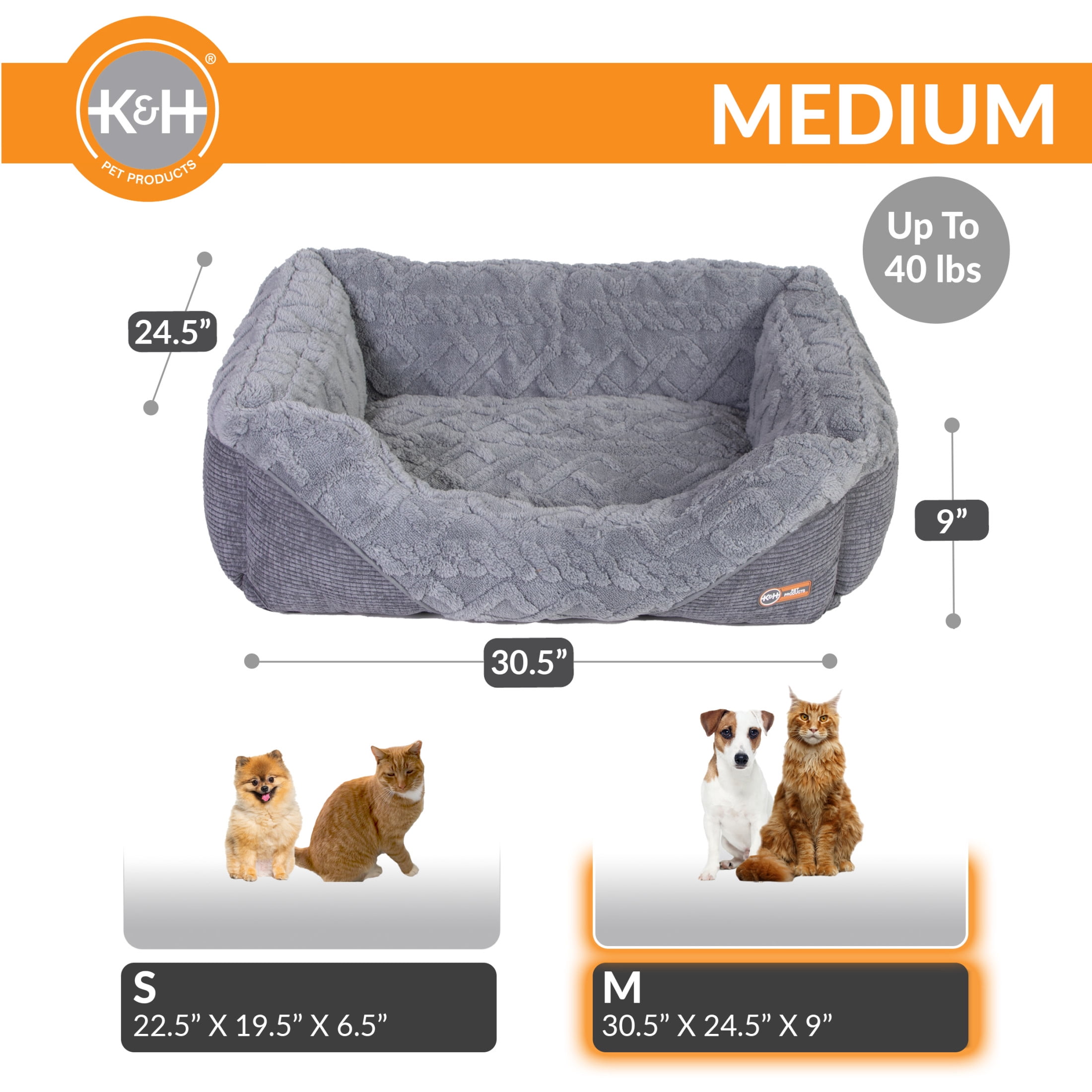 K&H Pet Products Thermo-Pet Lounge Sleeper Heated Cat & Dog Bed Gray Medium 30.5 X 24.5 X 9 Inches